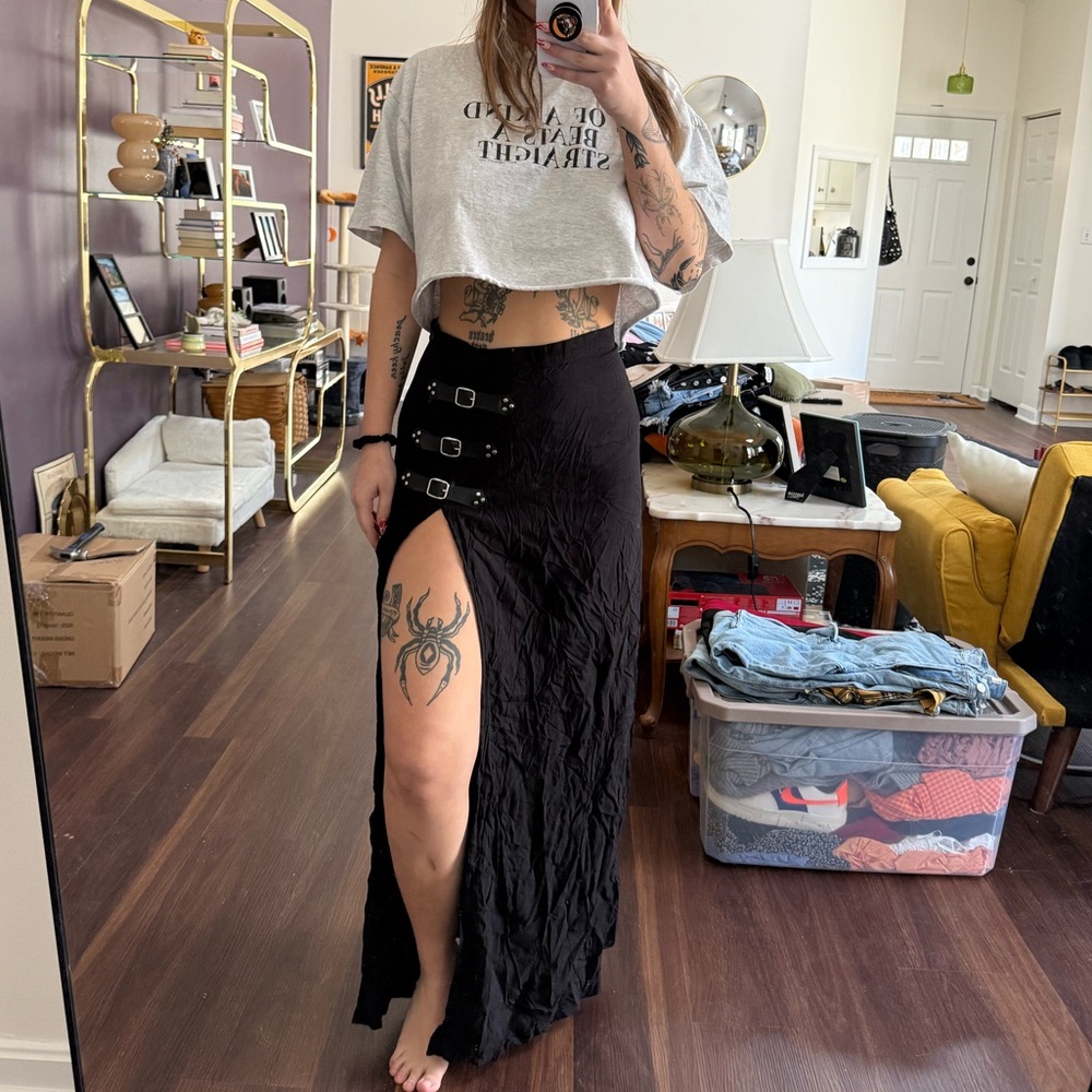 Black Maxi Skirt with High Slit